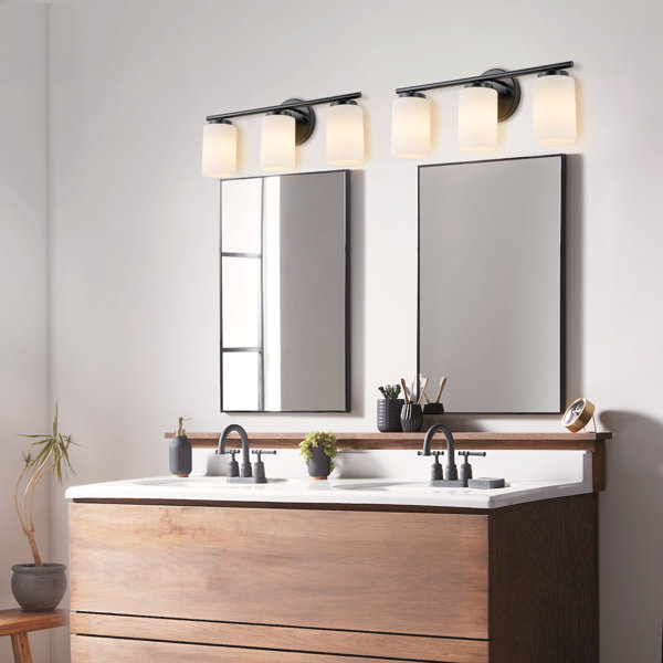 Latitude Run® Black Vintage Vanity Lighting Fixture, 3light Industrial